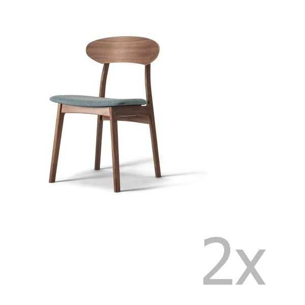 Set 2 scaune din lemn masiv de nuc, cu șezut gri WOOD AND VISION Tribe