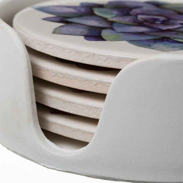 Set 4 suporturi din ceramică pentru pahar Unimasa Suculent-image-1