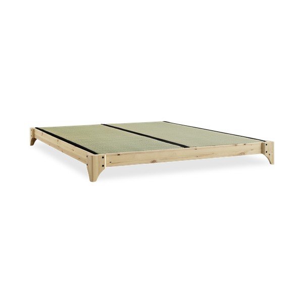 Pat dublu din lemn de pin cu saltea și tatami Karup Design Elan Comfort Mat Natural/Black, 140 x 200 cm-image-4