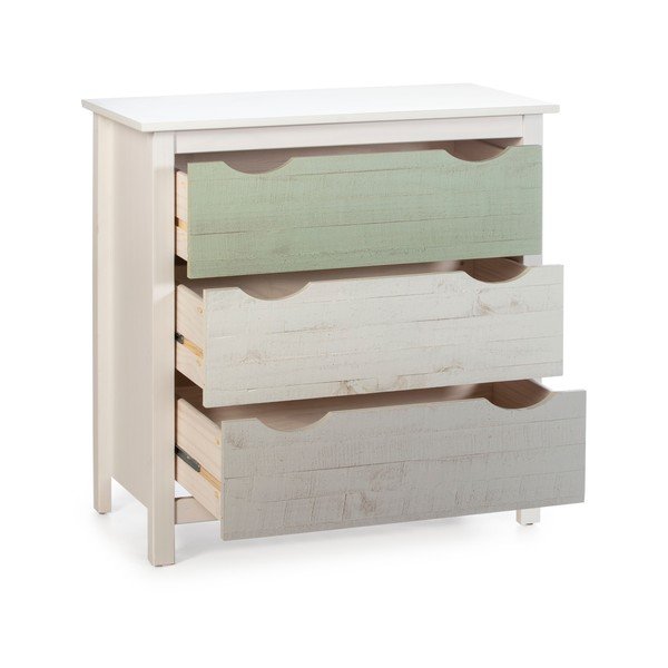 Comodă cu 3 sertare din lemn de pin pentru copii Marckeric Perle, alb-image-3