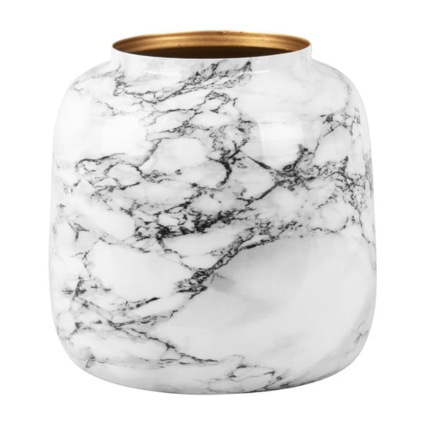 Vază din fier PT LIVING Marble, înălțime 12,5 cm, alb-negru