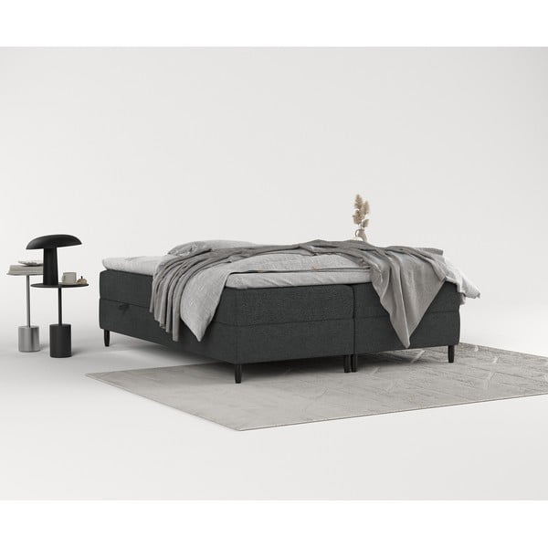 Pat boxspring gri închis cu spațiu de depozitare 140x200 cm Malte – Maison de Rêve-image-4