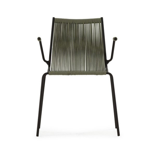 Scaune de dining verzi cu cotiere/stivuibile 2 buc. din metal Emily – Marckeric-image-2