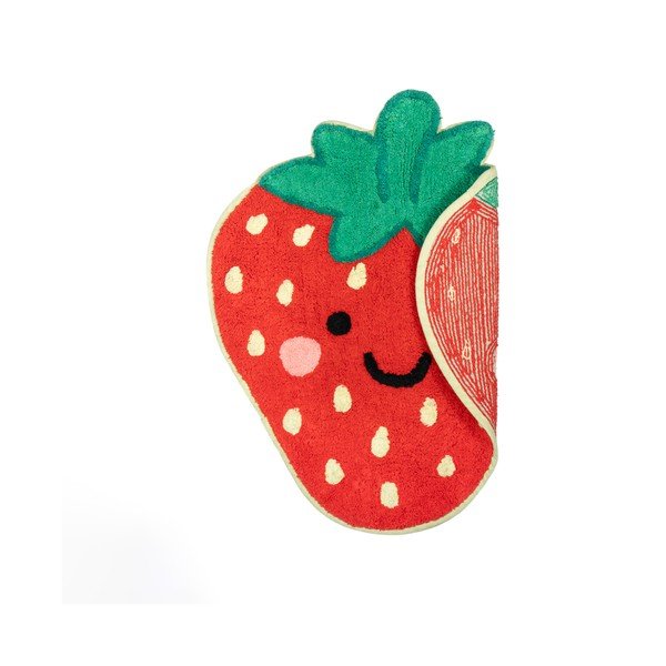 Covor pentru copii roșu din bumbac 60x52 cm Strawberry – Sass & Belle-image-1