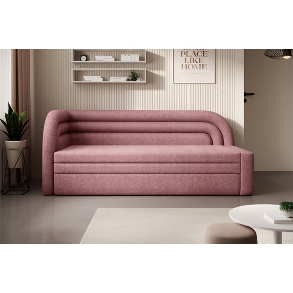 Canapea roz extensibilă/cu spațiu de depozitare cu tapițerie din chenille cu colț pe partea stângă 223 cm Fabillo – ELTAP-image-1