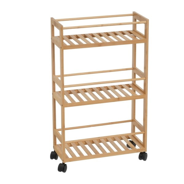 Etajeră pe roți în culoare naturală din bambus 44x75 cm – Casa Selección