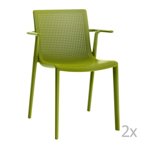 Set 2 scaune grădină, cu cotiere, Resol Beekat, verde