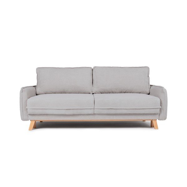 Canapea gri deschis extensibilă/cu spațiu de depozitare cu tapițerie din catifea reiată  218 cm Tori – Bonami Selection
