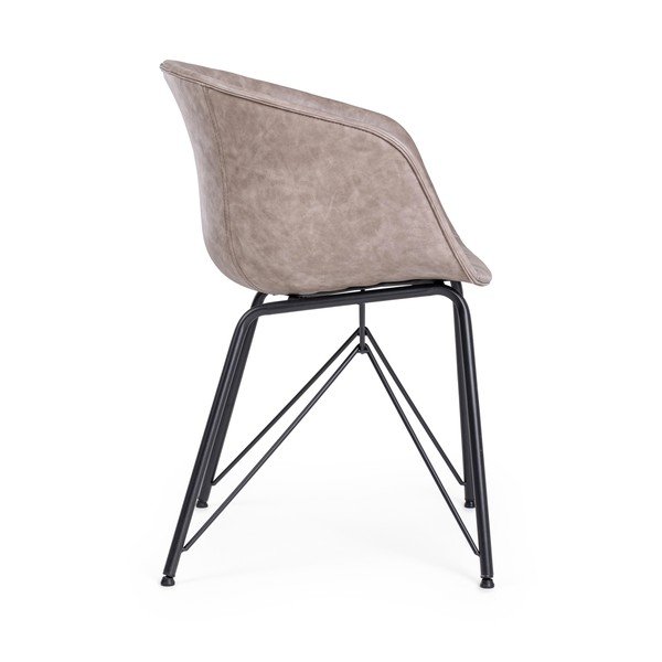 Scaun de living gri cu cotiere din imitație de piele Warhol – Bizzotto-image-3