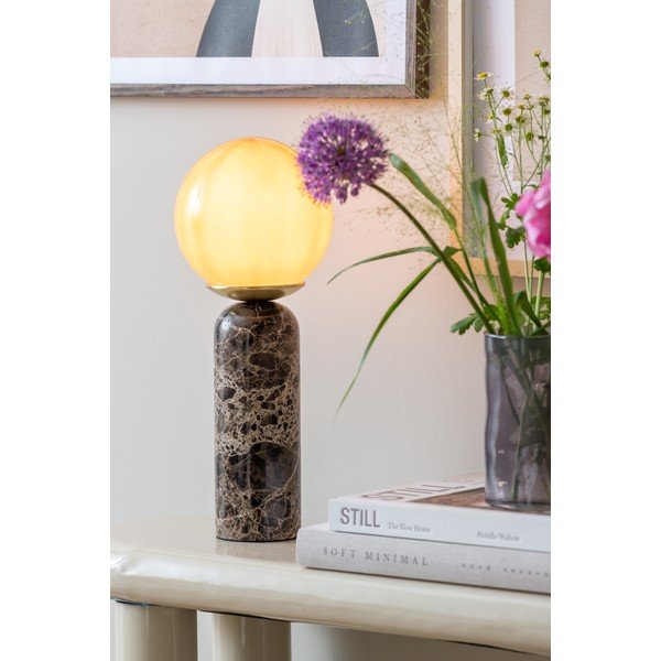 Veioză maro închis din marmură (înălțime 38 cm) Lazio Sphere – Leitmotiv-image-1
