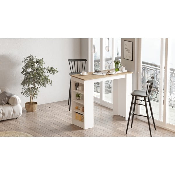 Masă de bar cu blat cu aspect de lemn de stejar 52x120 cm Peru – Marckeric-image-1