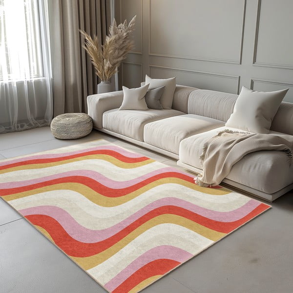 Covor tip traversă galben-roz lavabil 80x200 cm Creamy Raspberry Swirl – Mila Home-image-1