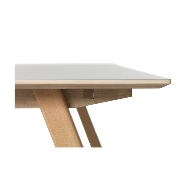 Masă de dining cu picioare din lemn de stejar Unique Furniture Bilbao, gri, 180 x 90 cm-image-4