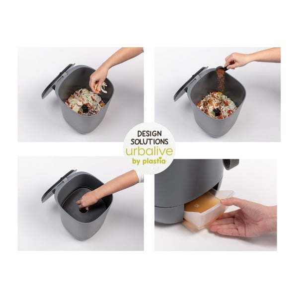 Recipient pentru compost / deșeuri organice Plastia Bokashi, gri-image-2