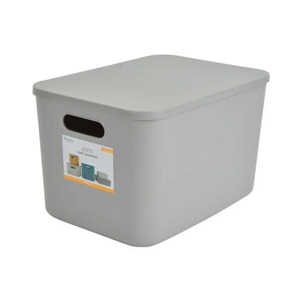 Cutie de depozitare gri din plastic cu capac 35,5x25,5x23 cm – Homéa-image-2