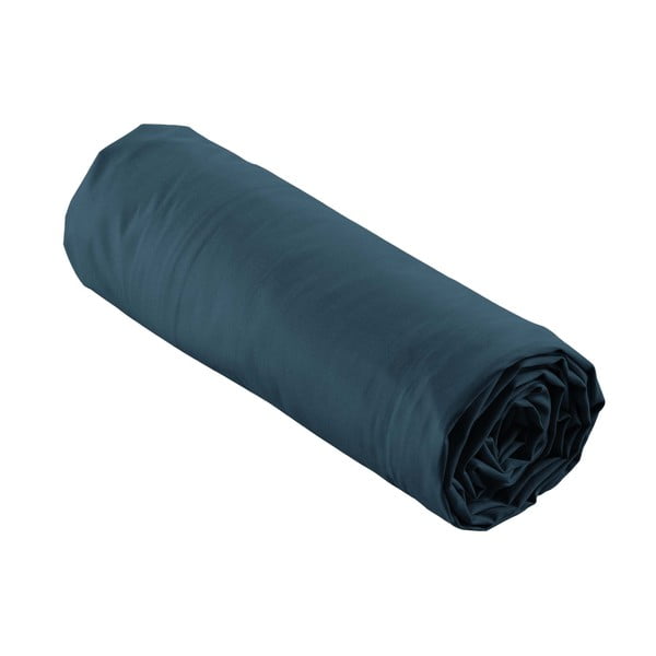 Cearceaf albastru închis din bumbac percal cu elastic 180x200 cm Percaline – douceur d'intérieur-image-4