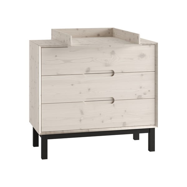 Comodă de copii albă joasă din lemn de pin 100x91 cm Country – Pinio-image-3