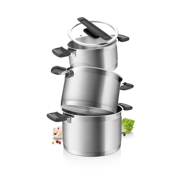 Set de vase pentru gătit 6 buc. din oțel inoxidabil Compact – Tescoma-image-1