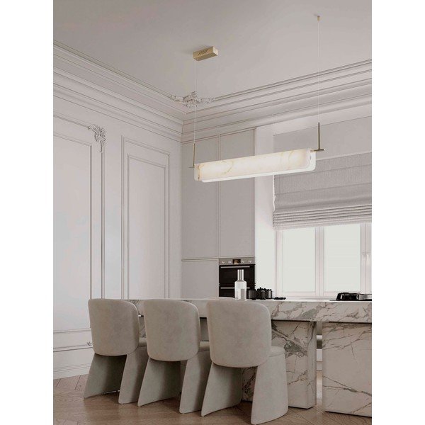 Lustră crem/alămie LED cu intensitate reglabilă cu aspect de marmură Aider – Nova Luce-image-1