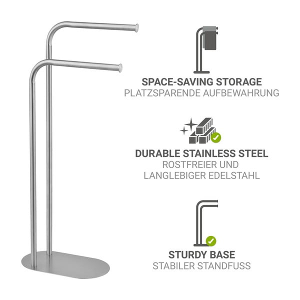 Suport pentru prosoape argintiu mat din oțel inoxidabil Levante – Wenko-image-4