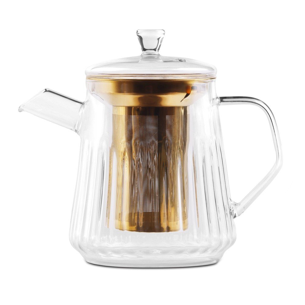 Ceainic auriu cu filtru din sticlă 900 ml Mia – Vialli Design