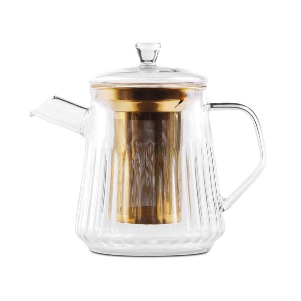 Ceainic auriu cu filtru din sticlă 900 ml Mia – Vialli Design
