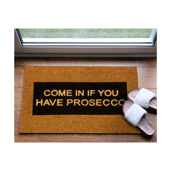 Covoraș intrare din fibre de cocos Artsy Doormats Come In If you Have Prosecco Glitter, 40 x 60 cm-image-1
