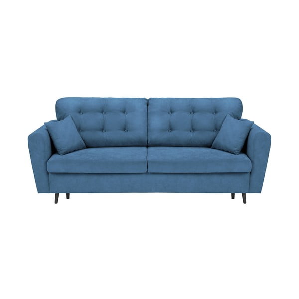 Canapea extensibilă cu 3 locuri și spațiu pentru depozitare Cosmopolitan Design Lyon, albastru