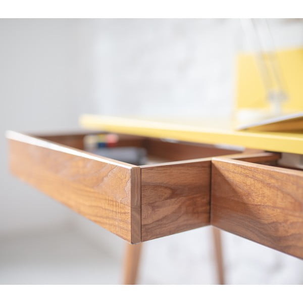 Birou cu bază din lemn de frasin Ragaba Luka Oak, lungime 85 cm, gri-image-2