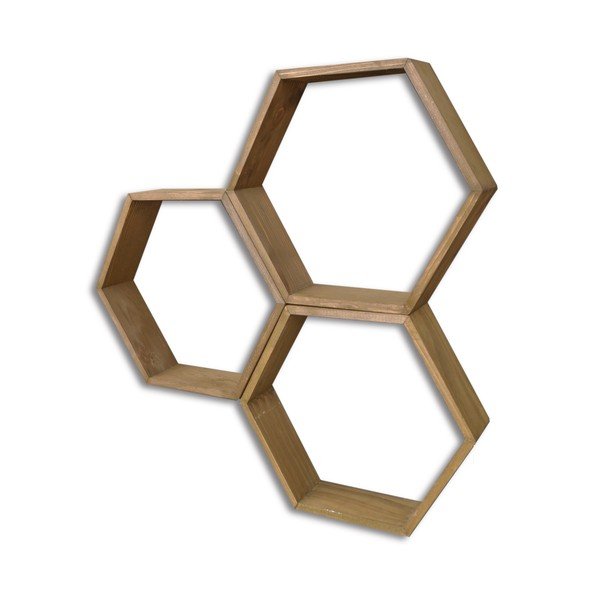 Set 3 rafturi din lemn de perete Evila Originals Bee-image-2