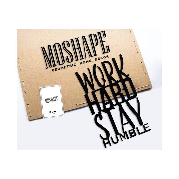 Decorațiune metalică de perete Work Hard Stay Humble, negru-image-1