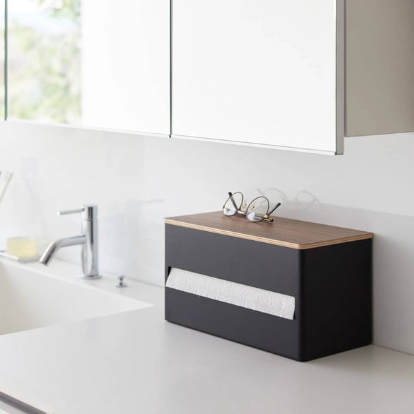 Suport orizontal pentru prosoape de bucătărie din hârtie negru din metal Rin – YAMAZAKI-image-2