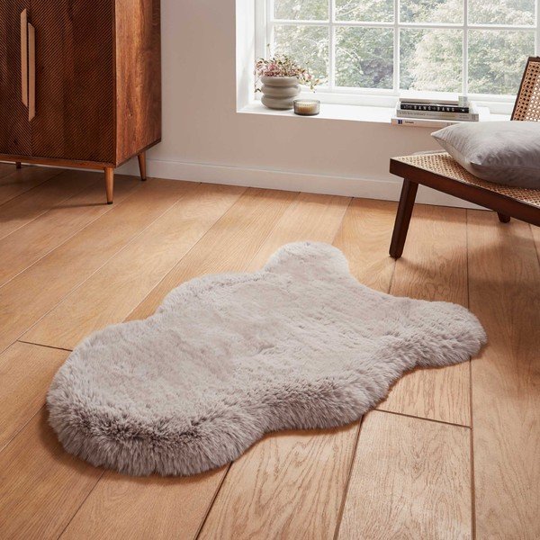 Blană gri deschis sintetică 60x90 cm Super Teddy – Think Rugs-image-1