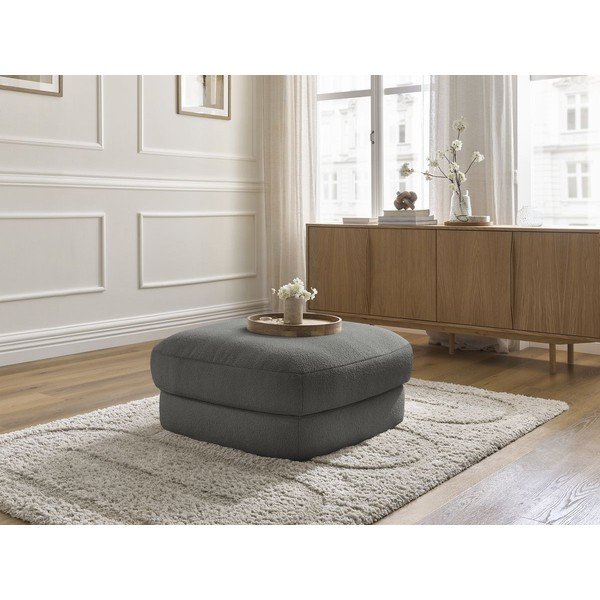 Taburet gri închis cu tapițerie din țesătură bouclé Leonore – Bobochic Paris-image-3