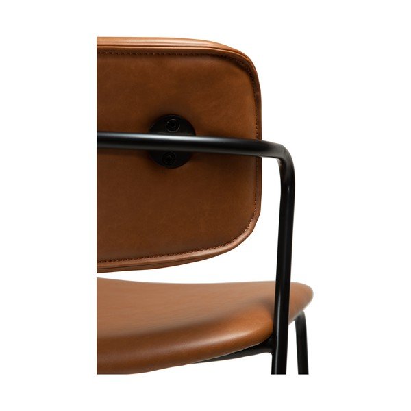 Scaun de bar din piele artificială DAN-FORM Denmark Zed, înălțime 107 cm, maro-image-1