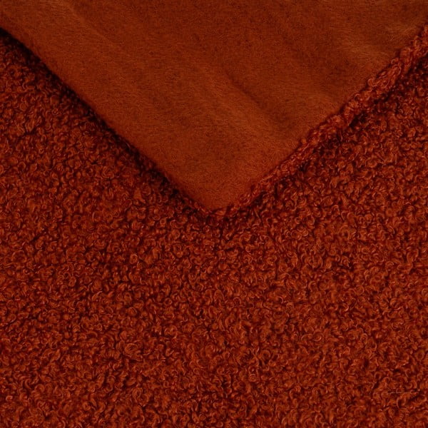 Pătură cărămizie din sherpa 130x160 cm Sherpa Bouclé – Casa Selección-image-1