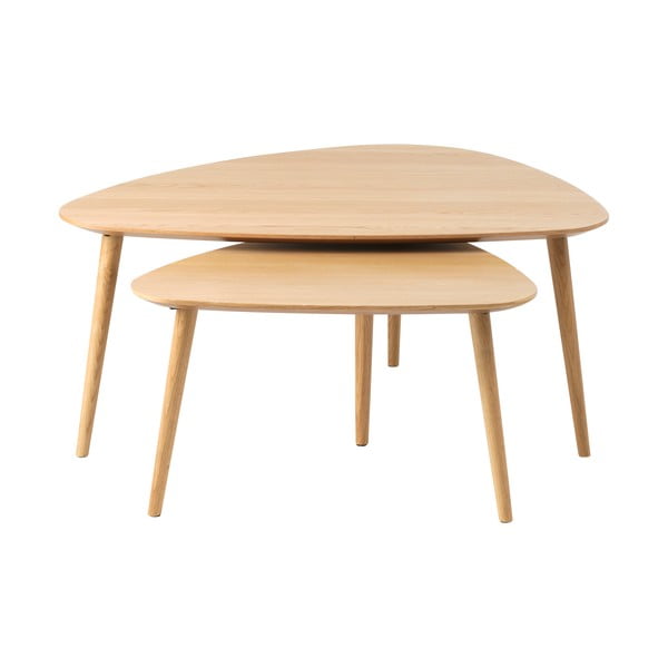 Măsuțe de cafea în culoare naturală 2 buc. cu aspect de lemn de stejar 70x100 cm Adda – Unique Furniture-image-3