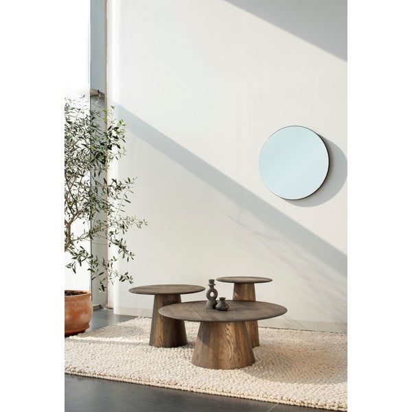 Măsuță de cafea maro rotundă din lemn de stejar ø 80 cm Mushroom – Gazzda-image-4