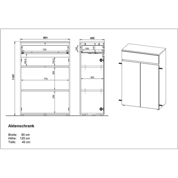 Comodă crem cu aspect mat 80x120x40 cm Lissabon – Germania-image-4