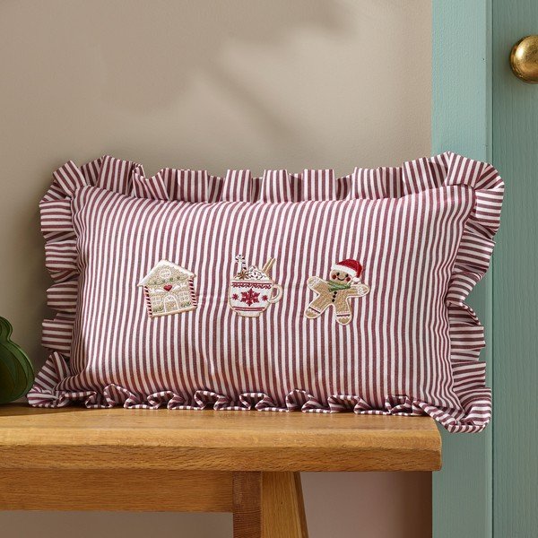 Pernă decorativă 30x50 cm  cu model de Crăciun Christmas Gingerbread Stripe – Catherine Lansfield-image-1