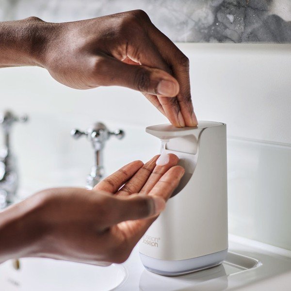 Dozator de săpun lichid bej din plastic 350 ml Slim – Joseph Joseph-image-1