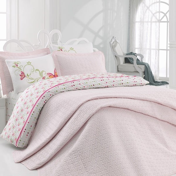 Lenjerie de pat cu cearșaf Pink, 200 x 220 cm