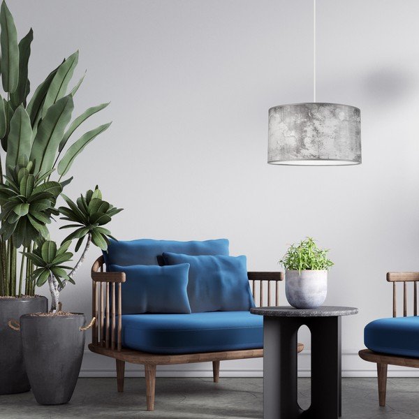 Lustră gri cu abajur textil ø 35 cm Print – LAMKUR-image-2