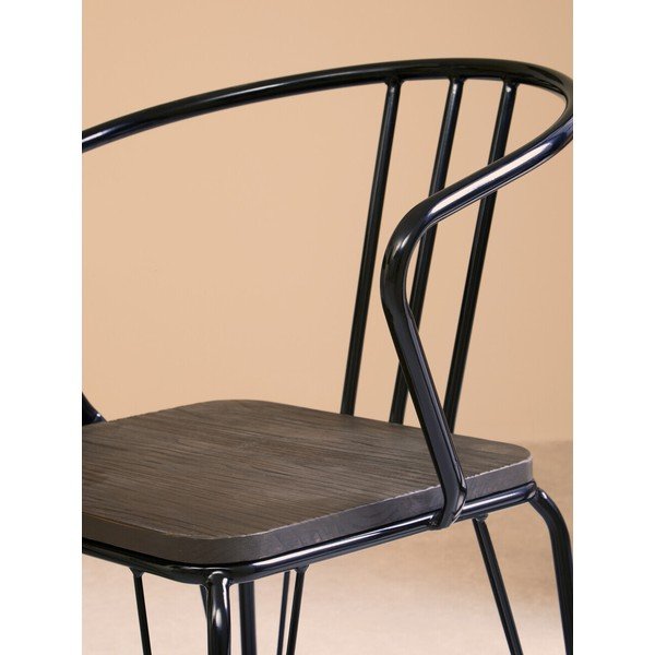 Scaun de dining negru/în culoare naturală din lemn de ulm District – Premier Housewares-image-4