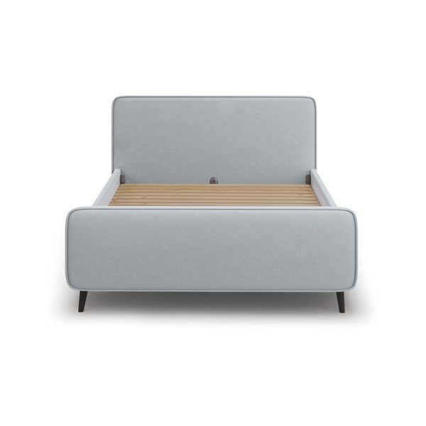 Pat matrimonial 180x200 cm gri deschis tapițat cu somieră inclusă Kaia - Micadoni Home-image-2