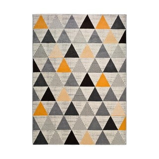 Covor Universal Leo Triangles, 80 x 150 cm, gri-portocaliu