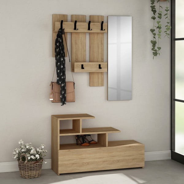 Set pentru hol cu aspect de lemn de stejar Vesty – Kalune Design-image-2