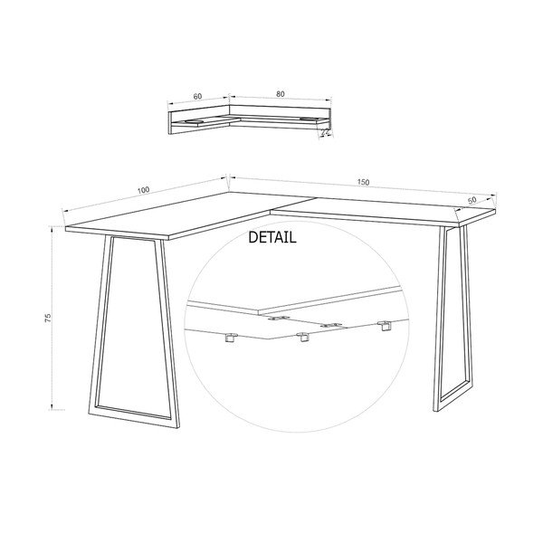 Set raft și birou pe colț Tarly, înălțime 75 cm-image-3