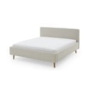 Pat matrimonial bej tapițat cu spațiu de depozitare cu somieră 180x200 cm Mattis – Meise Möbel