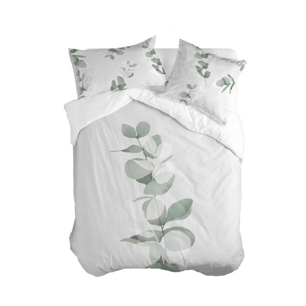 Husă de pilotă alb-verde din bumbac pentru pat dublu 200x200 cm Corymbia – Blanc